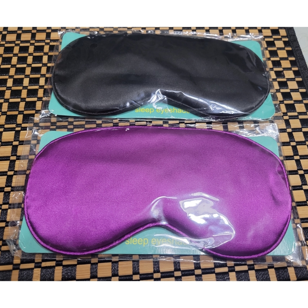 New sleeping eye mask pack, black and purple.